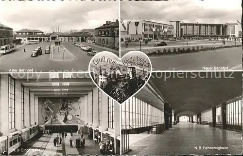 Heidelberg Neckar Bahnhhoefe alt und neu  Kat. Heidelberg