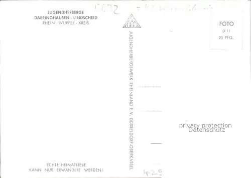 Dabringhausen Jugendherberg Lindscheid Kat. Wermelskirchen