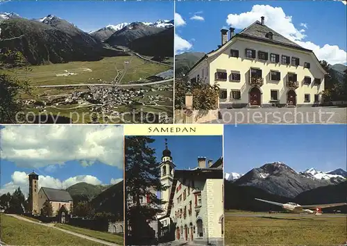 Samedan Berninagruppe Kirche San Peter Dorfpartie Chesa Planta Segelflieger Kat. Samedan