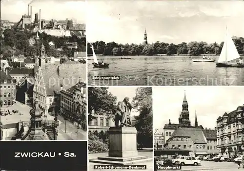 Zwickau Sachsen Schwanenteich Robert Schumann Denkmal Hauptmarkt Kat. Zwickau