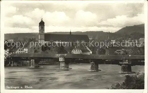 Saeckingen Rhein Kirche Rheinbruecke Kat. Bad Saeckingen