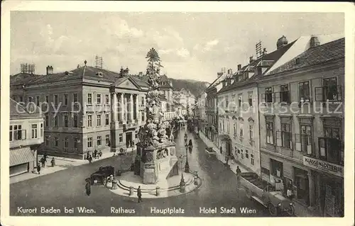 Baden Wien Rathaus Hauptplatz Hotel Stadt Wien Kat. Baden