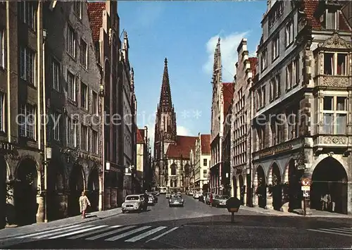 Muenster Westfalen Prinzipalmarkt und Lambertikirche Kat. Muenster