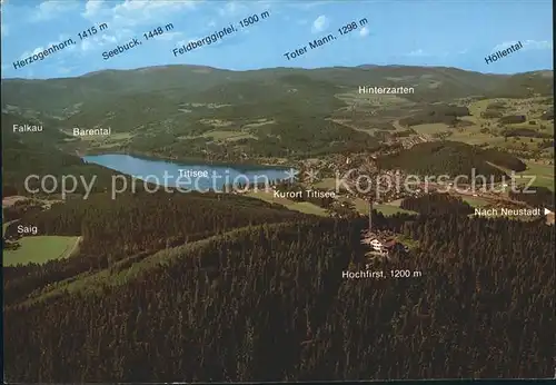 Titisee Hochfirst Hinterzarten Feldberggebiet Fliegeraufnahme Kat. Titisee Neustadt