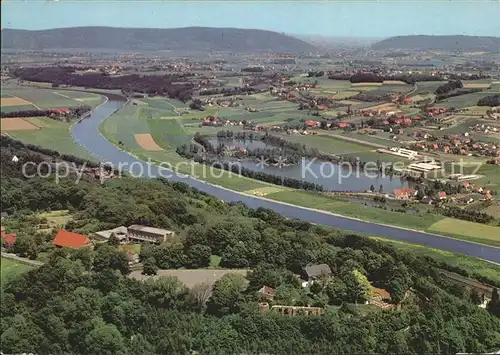 Vlotho Amthausberg Burg Jugendhof Weser Uffeln Westfaelische Pforte Fliegeraufnahme Kat. Vlotho