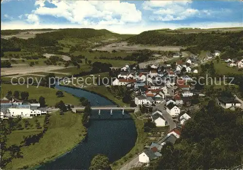 Wallendorf Eifel an Sauer und Our Fliegeraufnahme Kat. Wallendorf