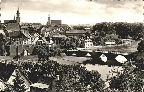 Crailsheim Ortsansicht mit Kirche Jagst Bruecke Kat. Crailsheim