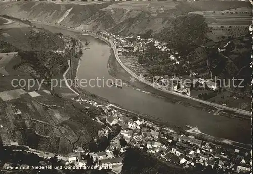 Lehmen mit Niederfell und Gondorf an der Mosel Fliegeraufnahme Kat. Lehmen