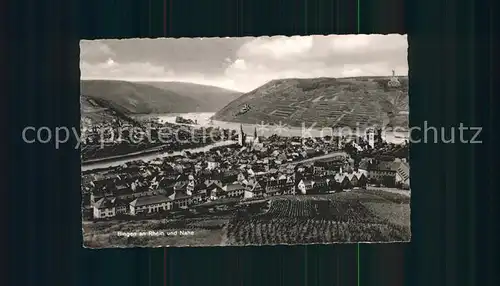 Bingen Rhein mit Nahe Panorama Kat. Bingen am Rhein