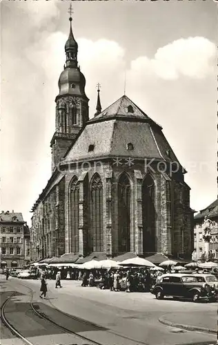 Heidelberg Neckar mit Herkulesbrunnen und Heiliggeistkirche Kat. Heidelberg