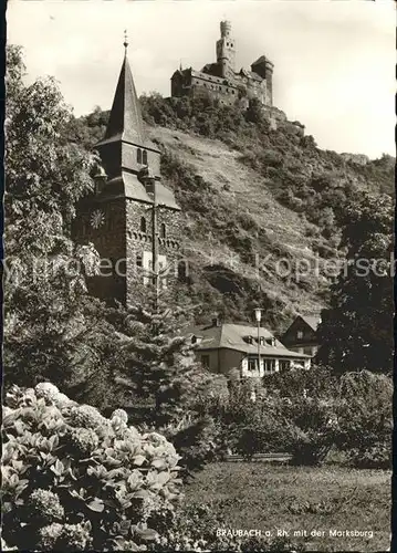 Braubach Rhein mit der Marksburg Kat. Braubach