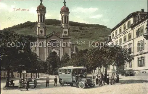 Todtnau Gasthaus zum Ochsen Kirche Oldtimer Litho  / Todtnau /Loerrach LKR