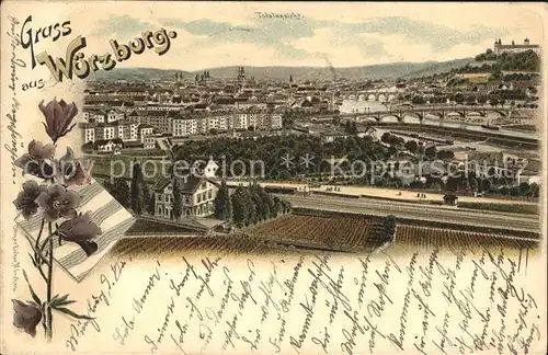 Wuerzburg Totalansicht Litho / Wuerzburg /Wuerzburg LKR