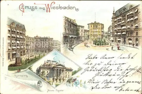 Wiesbaden Kronplatz Neues Theater Litho / Wiesbaden /Wiesbaden Stadtkreis