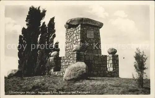 Walsrode Lueneburger Heide Tietlingen Hermann Loens Denkmal  Kat. Walsrode