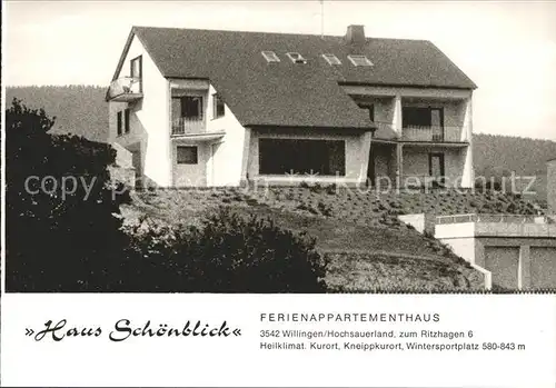 Willingen Sauerland Haus Schoenblick Kat. Willingen (Upland)