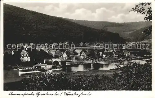 Gieselwerder Dampfer Bruecke Kat. Oberweser