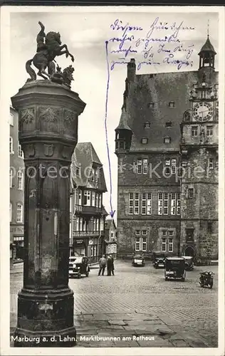 Marburg Lahn Marktbrunnen am Rathaus Kat. Marburg