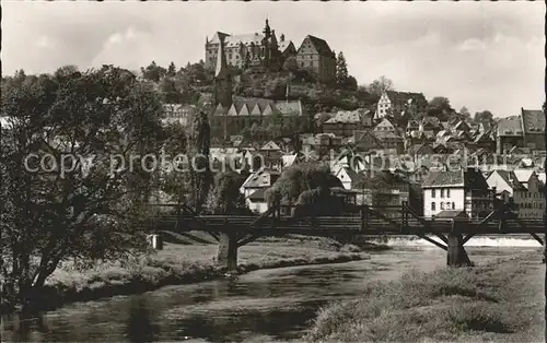 Marburg Lahn Lahnpartie Bruecke Altstadt Schloss Kat. Marburg