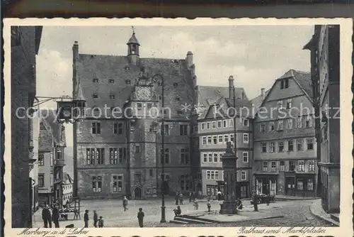 Marburg Lahn Rathaus Marktplatz Brunnen Kat. Marburg