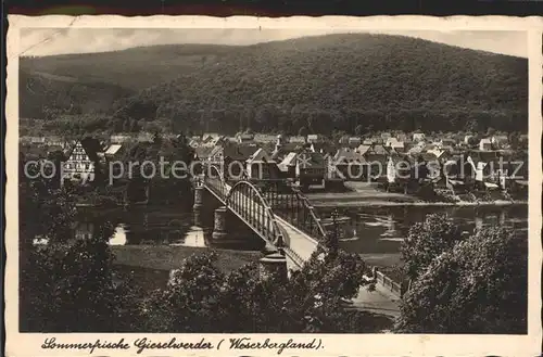 Gieselwerder Weser Bruecke Sommerfrische Weserbergland Kat. Oberweser