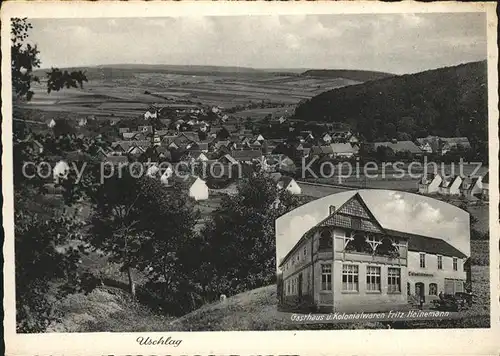 Uschlag Panorama Gasthaus Kolonialwaren Kat. Staufenberg