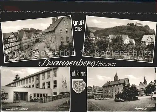 Spangenberg Hessen Marktplatz Schloss Rathaus Burgsitz Schule Wappen Kat. Spangenberg