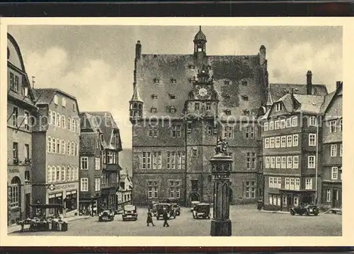 Marburg Lahn Marktplatz mit Rathaus Kat. Marburg