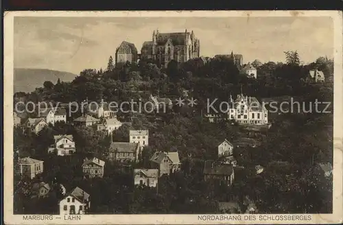 Marburg Lahn Nordabhang des Schlossberges Schloss Kat. Marburg