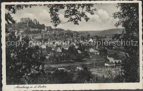 Marburg Lahn Stadtbild mit Schloss Kat. Marburg