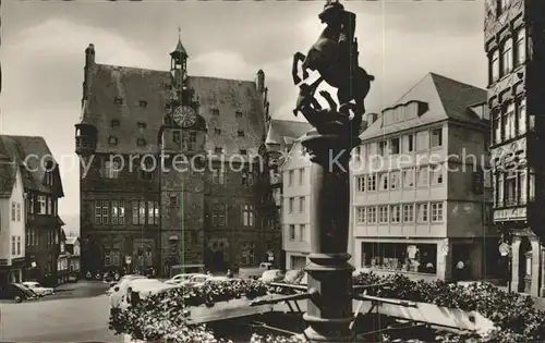 Marburg Lahn Marktplatz Brunnen Universitaetsstadt Kat. Marburg