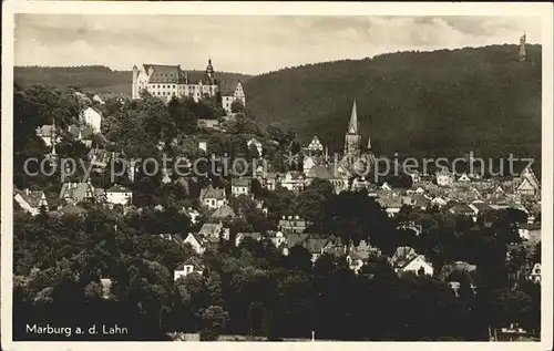 Marburg Lahn Stadtbild mit Schloss Kat. Marburg