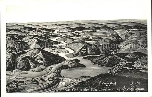 Waldeck Edersee Gebiet der Edertalsperre aus der Vogelschau Kat. Edertal