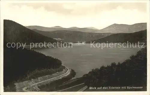 Edersee Panorama mit Sperrmauer Edertalsperre Kat. Edertal