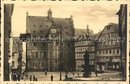 Marburg Lahn Rathaus und Marktplatz Kat. Marburg