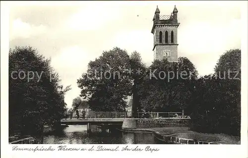 Wrexen Partie an der Orpe Bruecke Kirchturm Kat. Diemelstadt