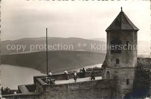 Waldeck Edersee Panorama Blick vom Schloss Turm Aussichtspunkt Kat. Edertal