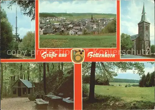 Bottenhorn Sendeturm Ortsansicht Kirche Waldhuette Landschaft Kat. Bad Endbach