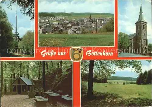 Bottenhorn Sendeturm Ortsansicht Kirche Waldhuette Landschaft Kat. Bad Endbach