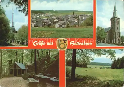 Bottenhorn Sendeturm Ortsansicht Kirche Waldhuette Landschaft Kat. Bad Endbach