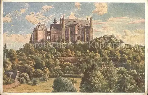 Marburg Lahn Schloss Kuenstlerkarte Nr 7 nach Gemaelde von K. Lindegreen Kat. Marburg