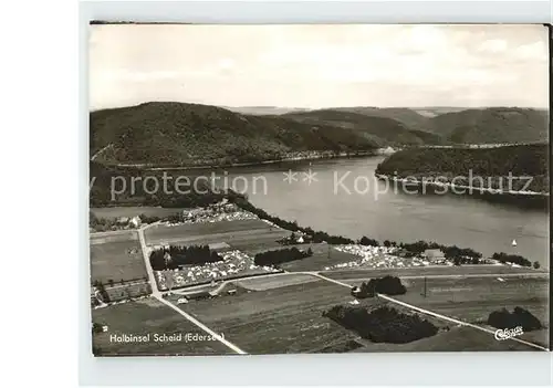 Scheid Hessen Halbinsel Edersee Edertalsperre Fliegeraufnahme Kat. Waldeck