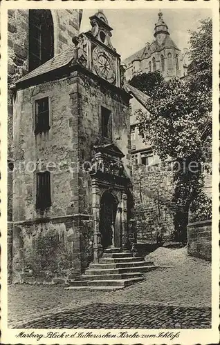 Marburg Lahn Blick von lutherischen Kirche zum Schloss Kat. Marburg