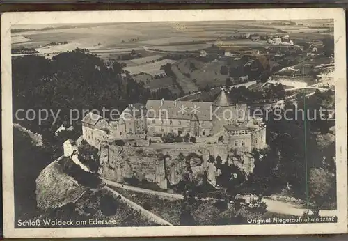 Waldeck Edersee Schloss Original Fliegeraufnahme Kat. Edertal