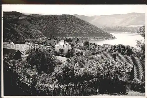 Waldeck Edersee Ortsansicht mit Blick auf den Stausee Edertalsperre Kat. Edertal