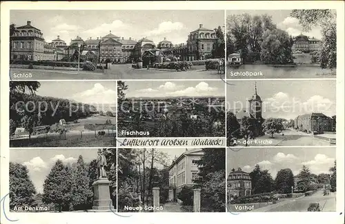 Arolsen Bad Schloss Vorhof Denkmal Fischhaus Kirche  Kat. Bad Arolsen