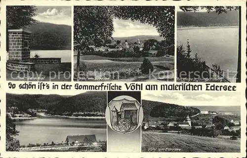 Voehl am Edersee Asel Denkmal Bucht Jugendherberge Hohe Fahrt Kat. Voehl