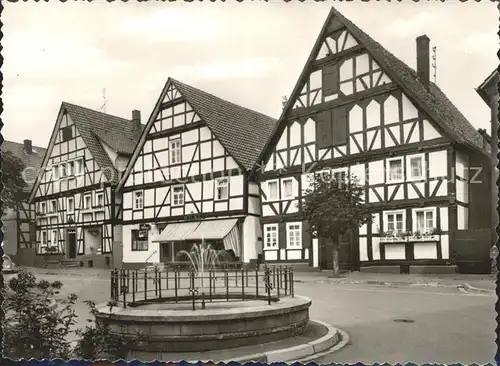 Mengeringhausen Fachwerkhaeuser Brunnen Kat. Bad Arolsen