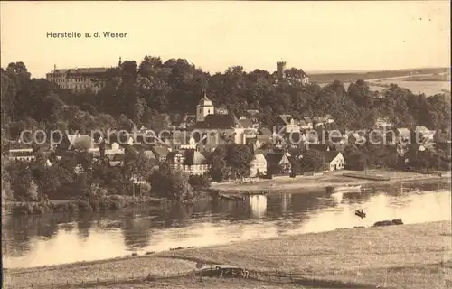 Herstelle Weser Stadtansicht Burg Kat. Beverungen