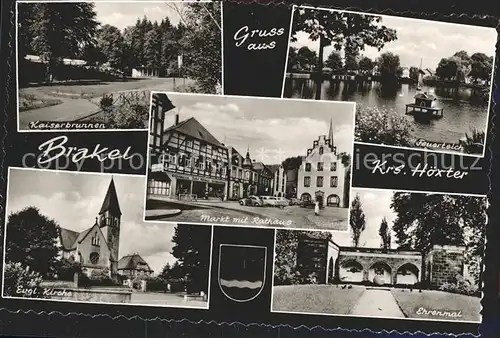 Brakel Westfalen Kaiserbrunnen Ehrenmal Evangelische Kirche Markt Rathaus  Kat. Brakel